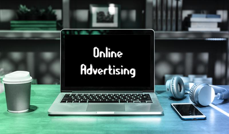 Laptop Displaying the text Online Advertising